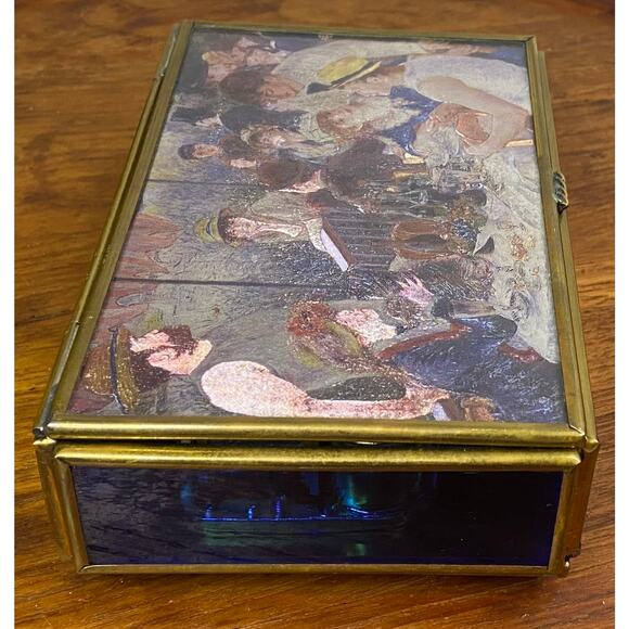 Vintage Enesco Glass Music Box " That's What Friends Are For" Sankyo Japan Works - Picture 4 of 12